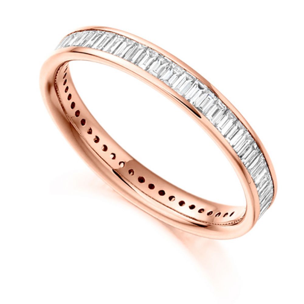 1.05cts Baguette Diamond Full Eternity Ring In Rose Gold