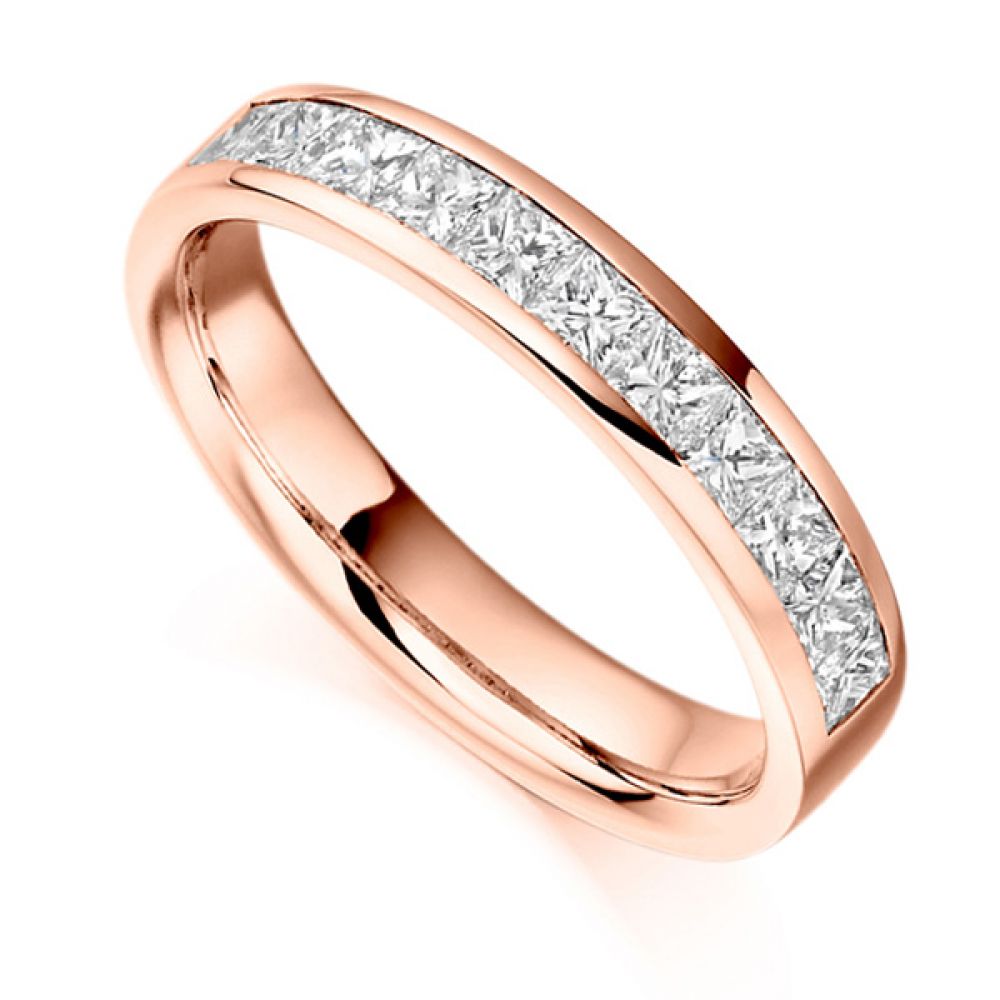 0.75ct Princess Cut Diamond Half Eternity Ring In Rose Gold