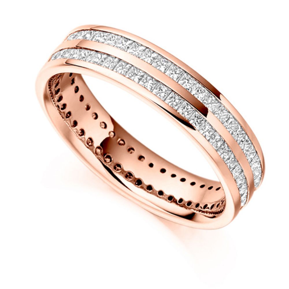 1.50cts Full Diamond Eternity Ring with Double Channel In Rose Gold