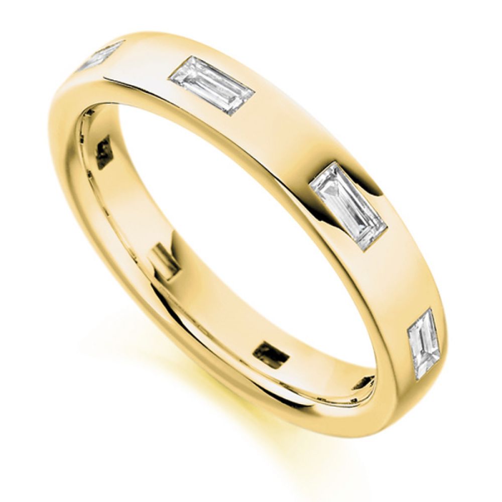 0.55cts Flush Set Baguette Cut Diamond Band In Yellow Gold