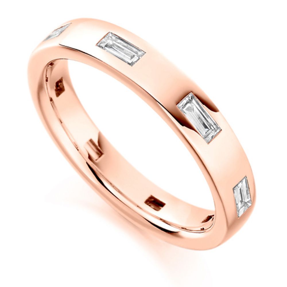 0.55cts Flush Set Baguette Cut Diamond Band In Rose Gold