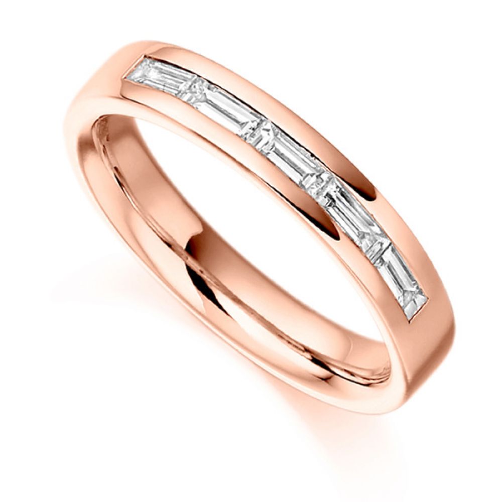 0.30cts Baguette Cut 5 Stone Diamond Ring In Rose Gold