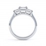 Three stone princess cut diamond engagement ring side view white gold Three stone princess cut diamond engagement ring side view white gold