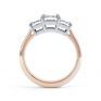 Three stone princess cut diamond engagement ring side view rose gold Three stone princess cut diamond engagement ring side view rose gold