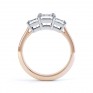 Three stone princess cut diamond engagement ring side view rose gold Three stone princess cut diamond engagement ring side view rose gold