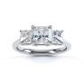 Three stone princess cut diamond engagement ring top view white gold Three stone princess cut diamond engagement ring top view white gold