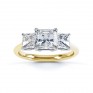 Three stone princess cut diamond engagement ring top view yellow gold Three stone princess cut diamond engagement ring top view white gold