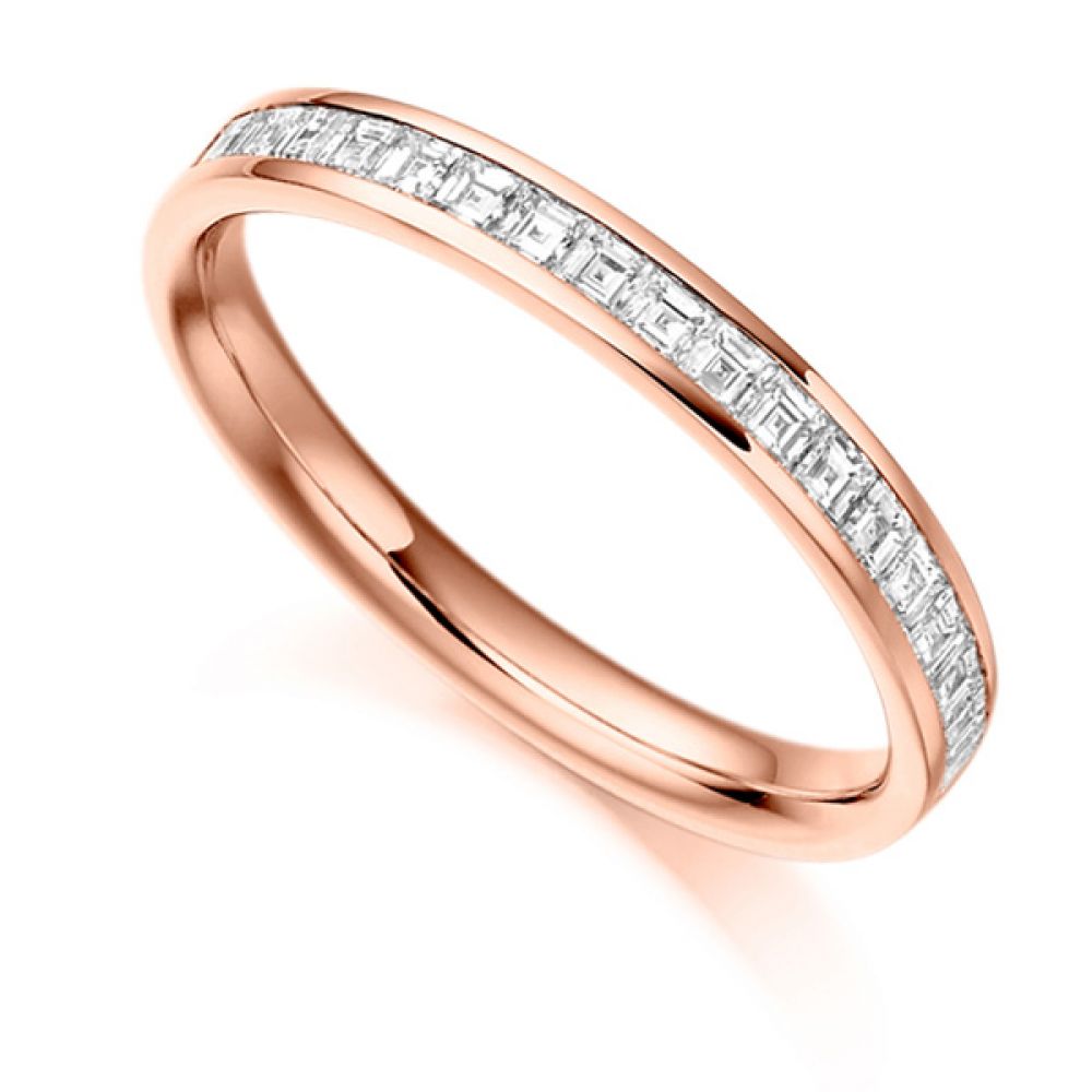 0.50cts Carré Cut Diamond Half Eternity Ring In Rose Gold