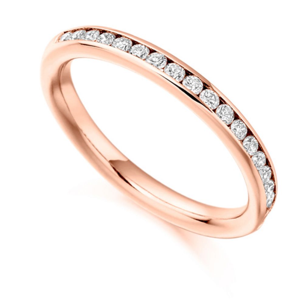 0.33cts Channel Set Round Diamond Half Eternity Ring In Rose Gold