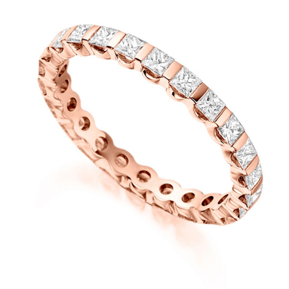 1.05 Carat Bar Set Full Diamond Eternity Ring In Rose Gold