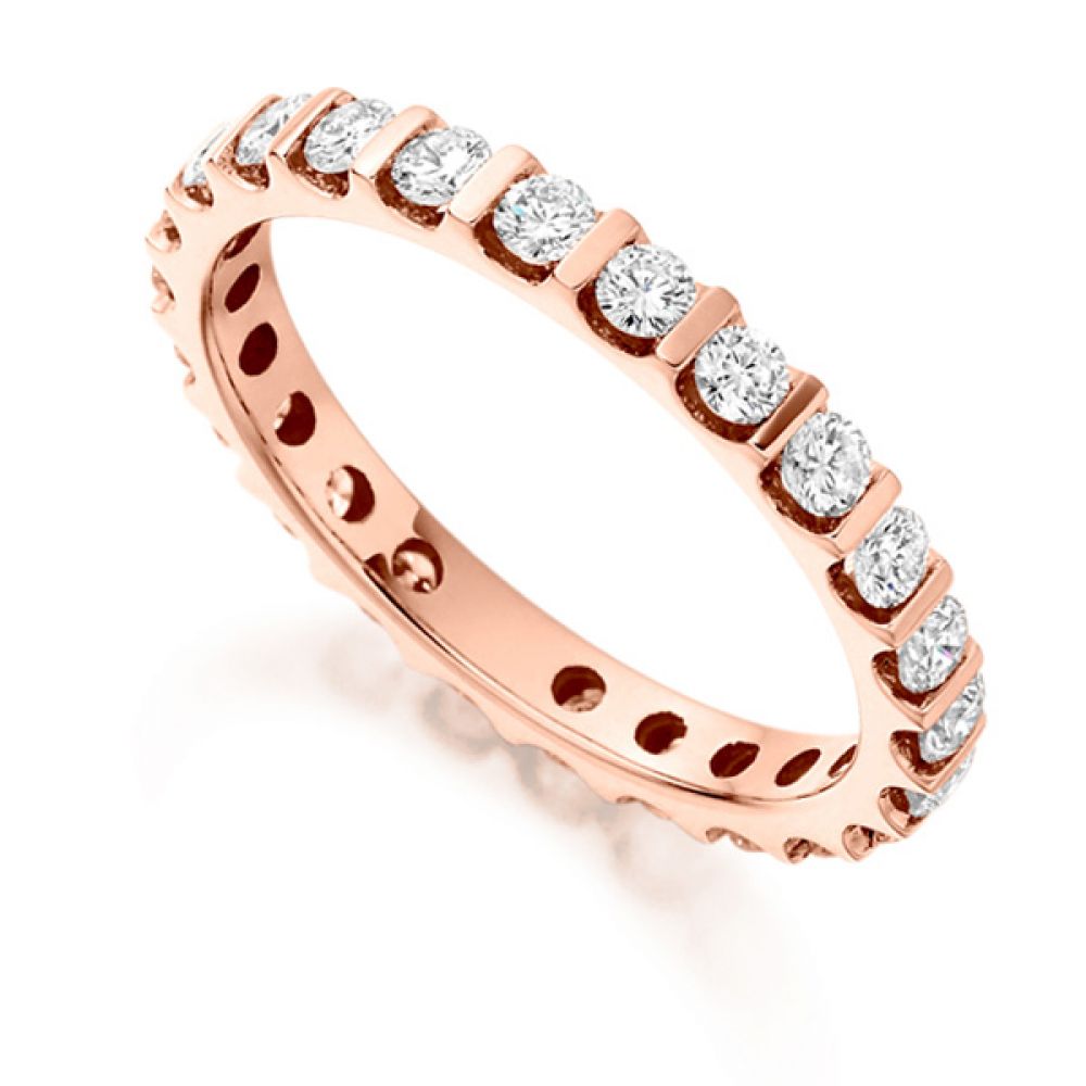 1 Carat Round Diamond Full Eternity Ring Bar Setting In Rose Gold