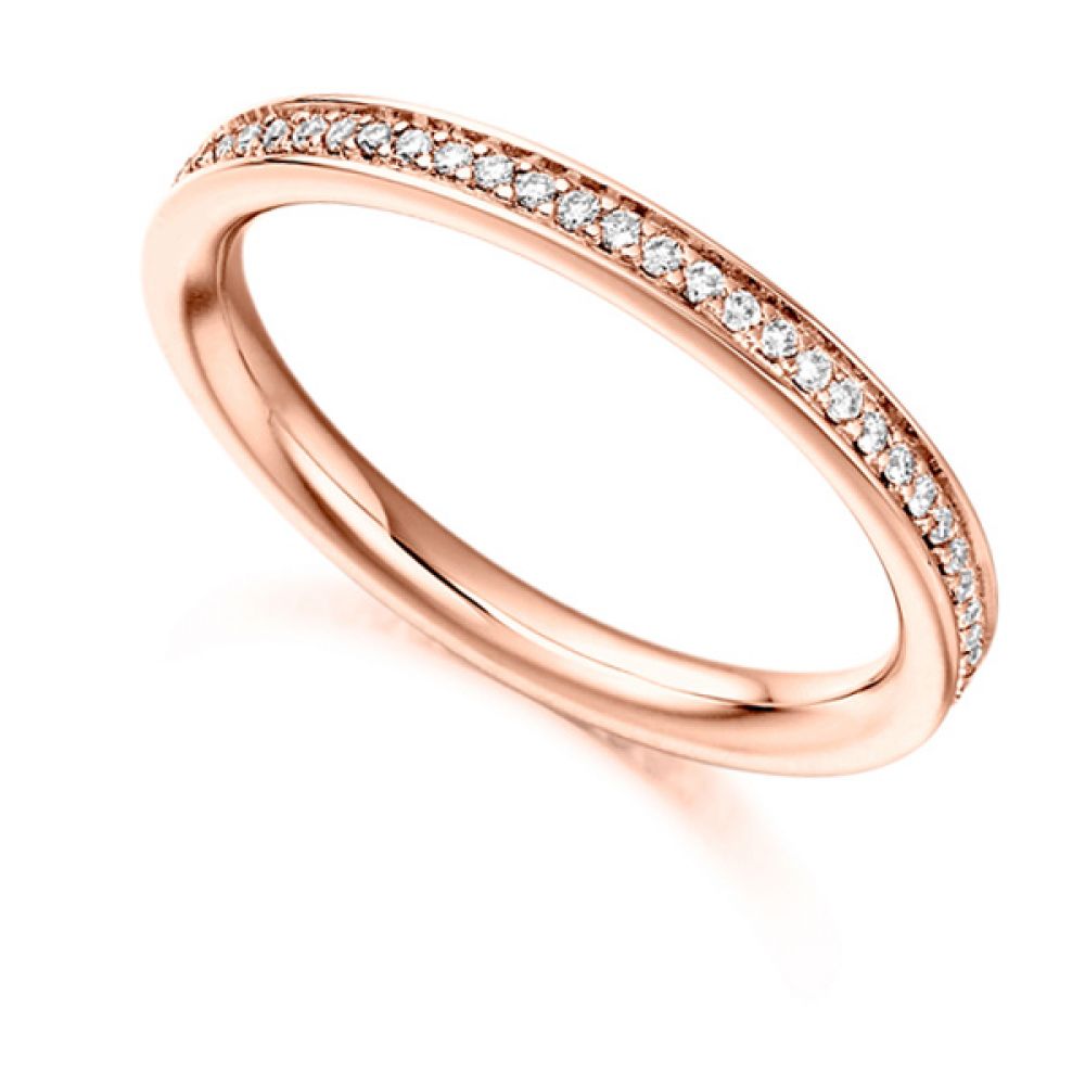 0.30cts Grain Set Diamond Full Eternity Ring In Rose Gold