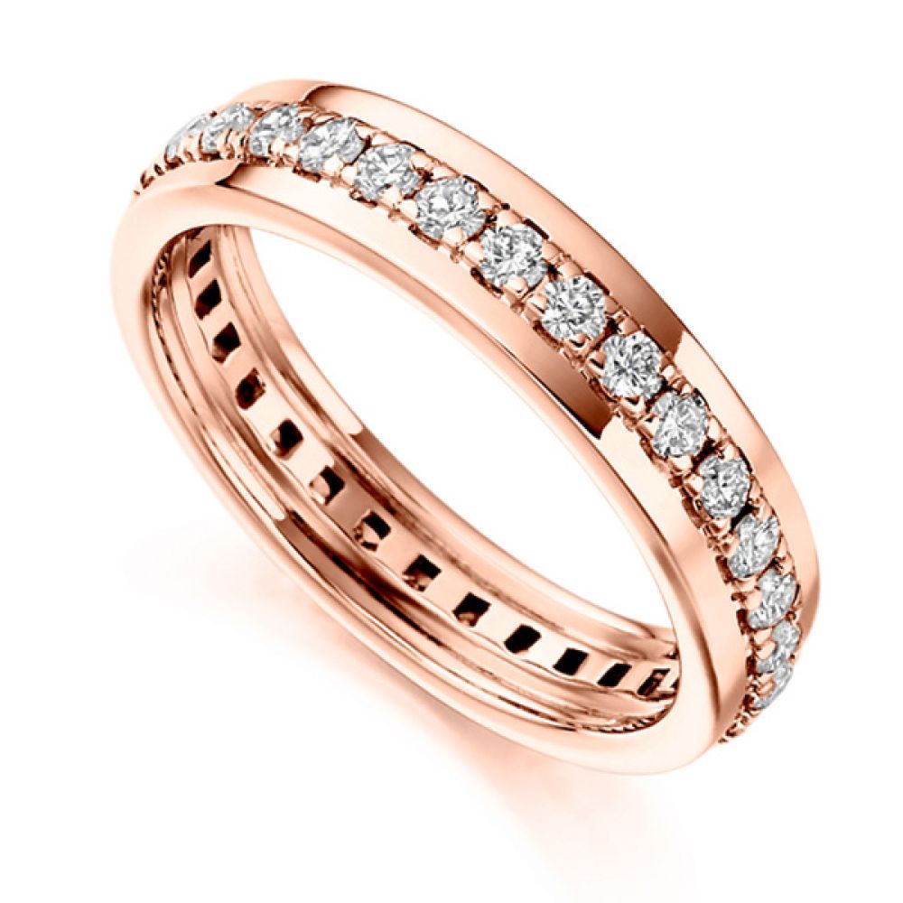 0.80cts Grain Set Full Diamond Eternity Ring In Rose Gold