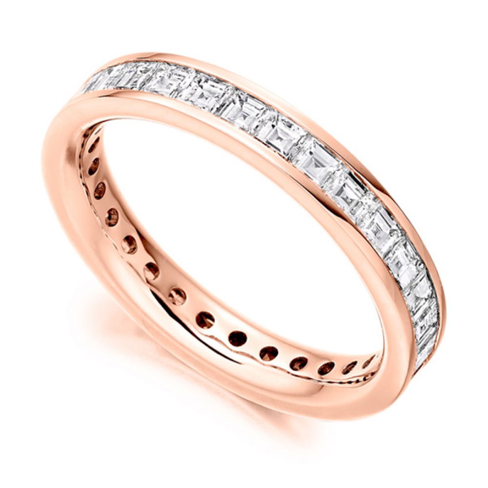 2 Carat Carré Cut Full Diamond Eternity Ring In Rose Gold