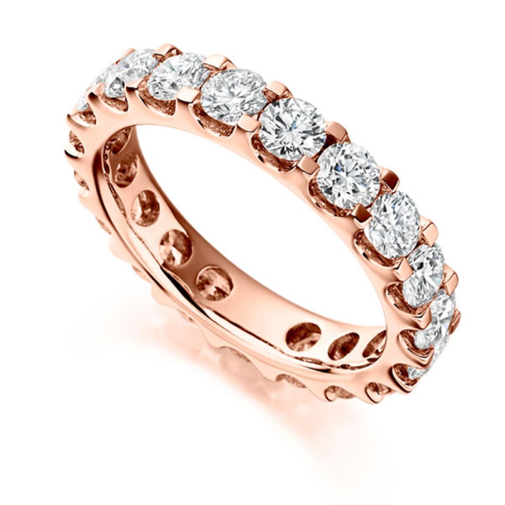 3 Carat Round Diamond Full Eternity Ring Claw Setting In Rose Gold