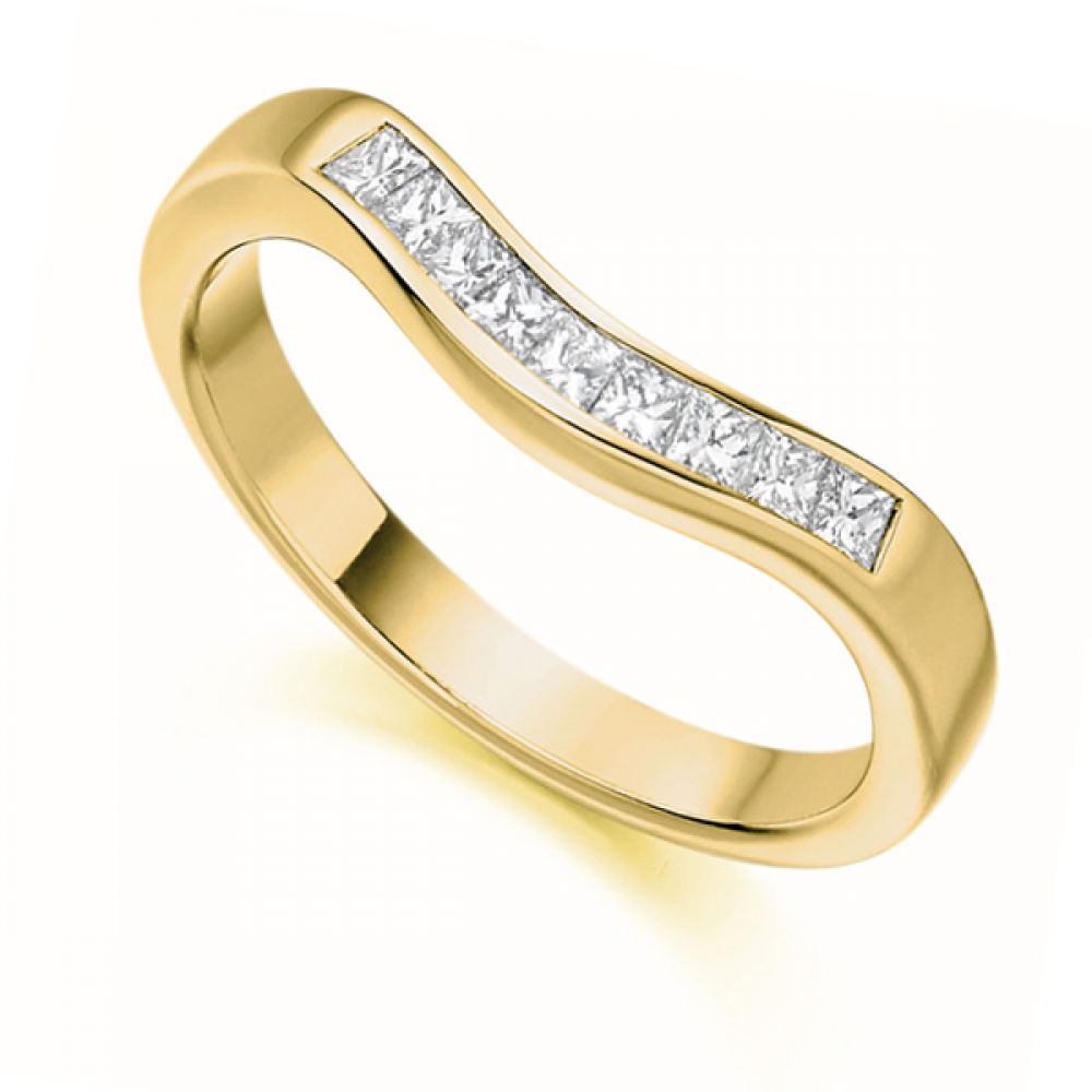 0.35cts Princess Cut Shaped Diamond Wedding Ring In Yellow Gold