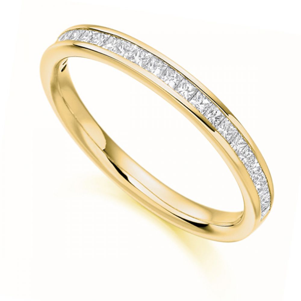 0.33cts Princess Cut Diamond Half Eternity Ring In Yellow Gold