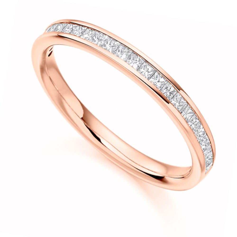 0.33cts Princess Cut Diamond Half Eternity Ring In Rose Gold