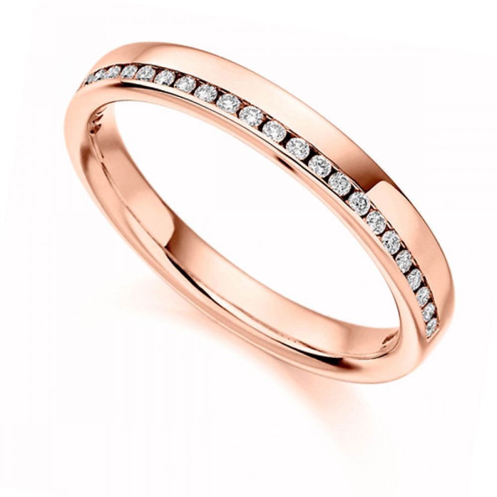 0.12cts Offset Channel Diamond Half Eternity Ring In Rose Gold