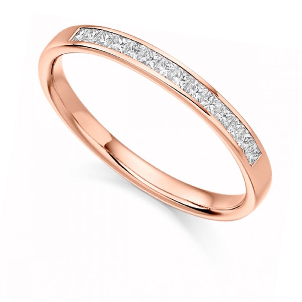 0.20cts Princess Cut Diamond Half Eternity Ring In Rose Gold