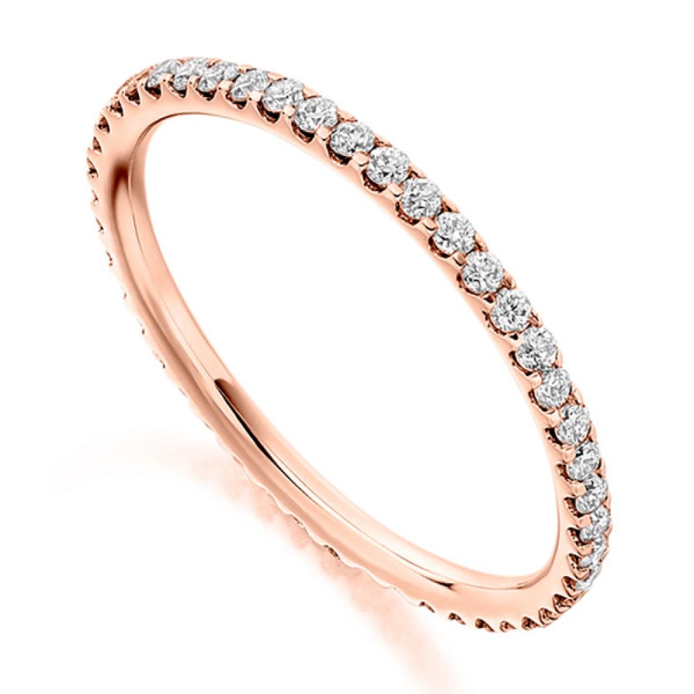 0.50cts Finely Claw Set Full Diamond Eternity Ring In Rose Gold