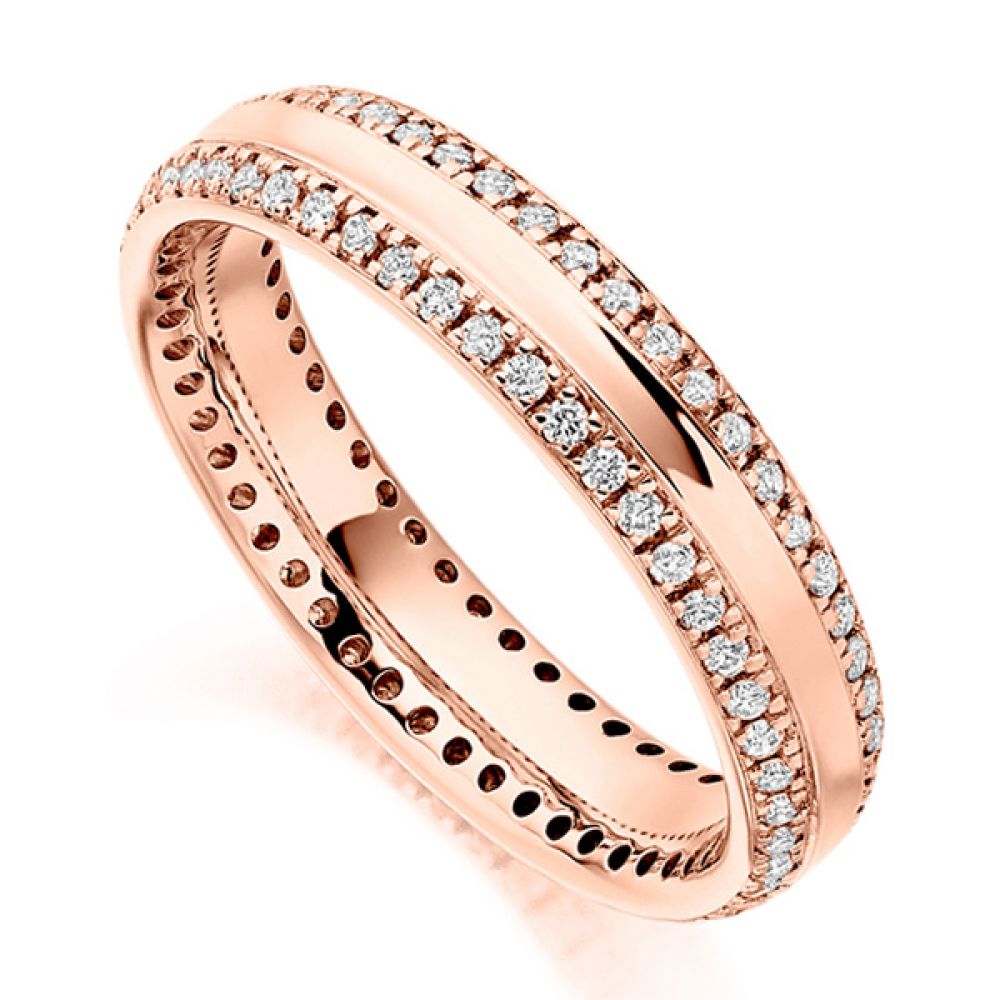 0.50cts Double Edge Diamond Set Full Eternity Ring In Rose Gold