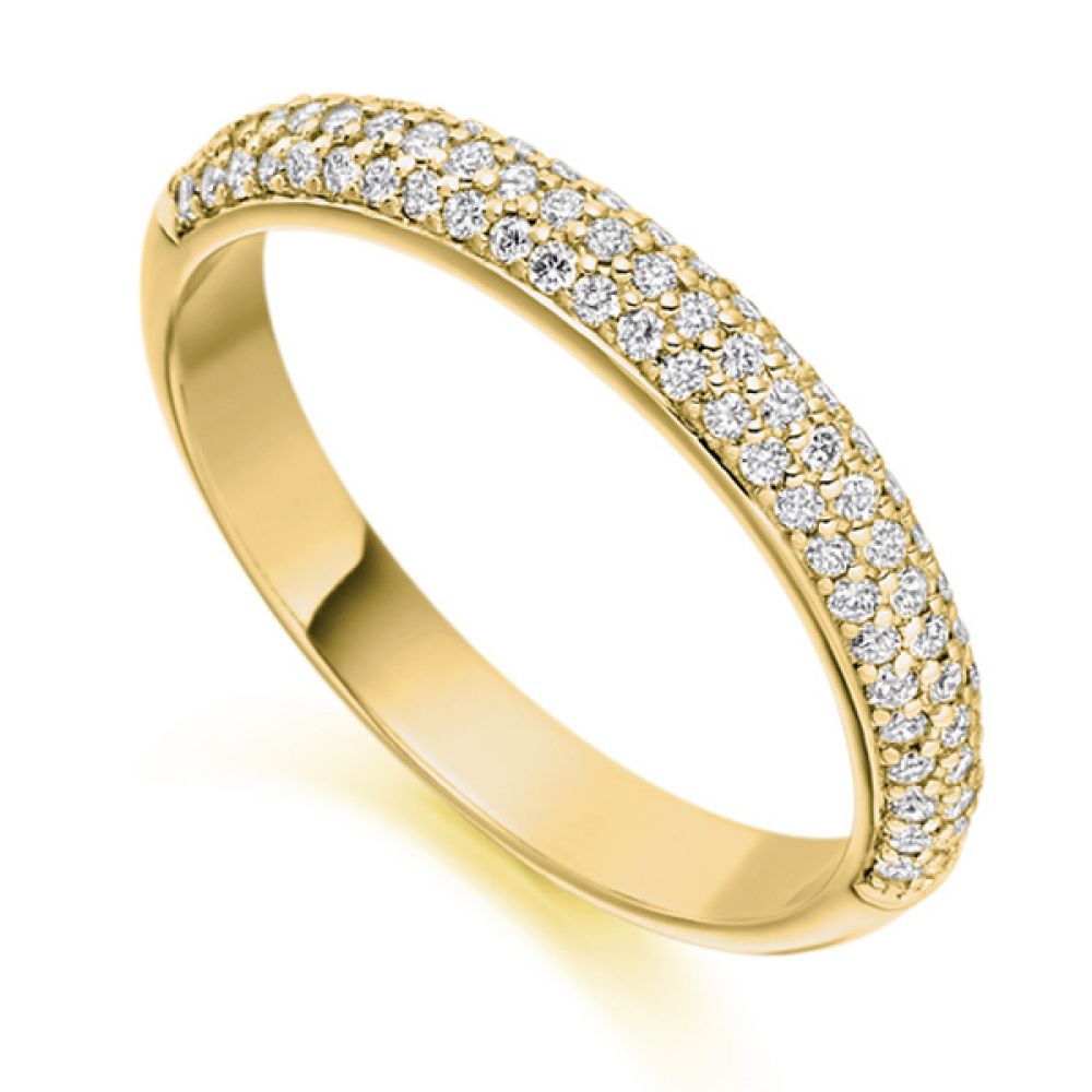 0.40cts Pavé Set Diamond Half Eternity Ring In Yellow Gold