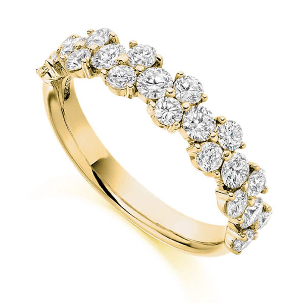 1.20ct Round Diamond Cluster Half Eternity Ring In Yellow Gold