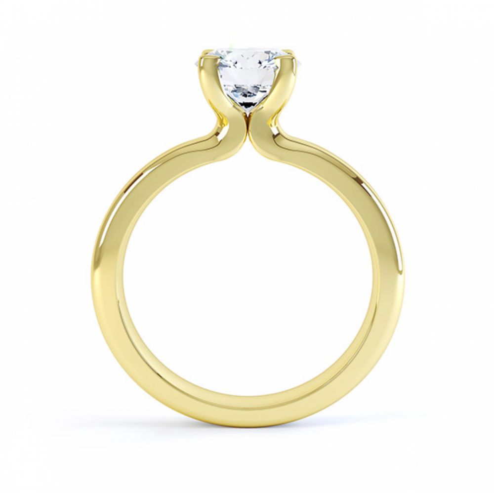 Side view of the swan 4 claw solitaire engagement ring yellow