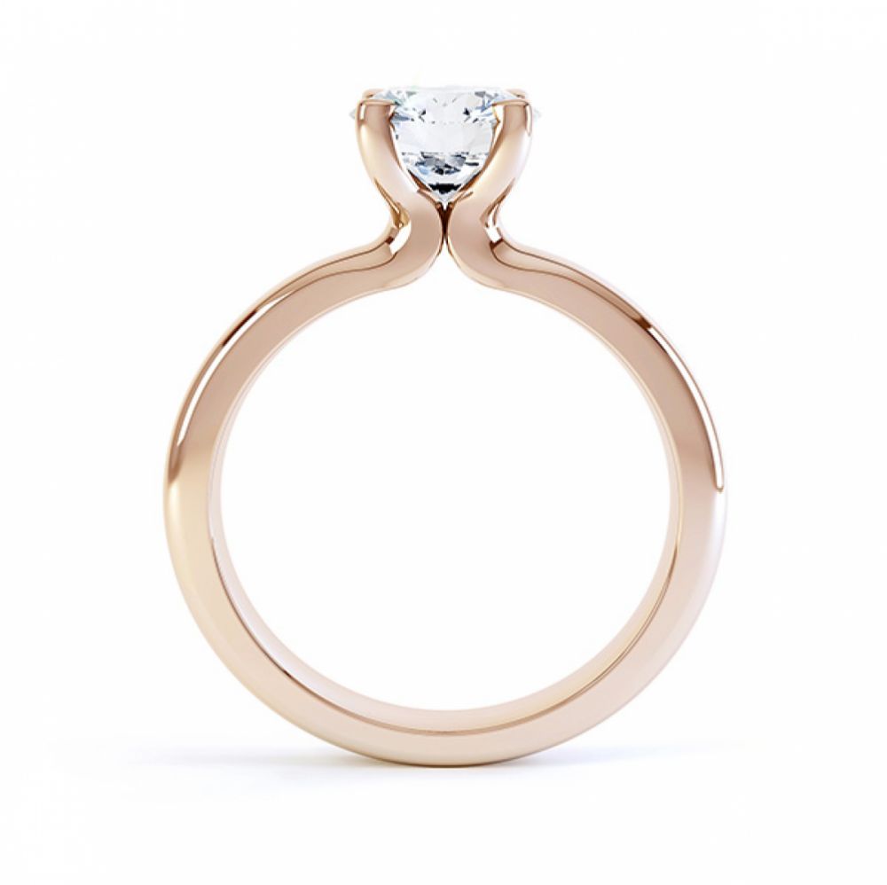 Side view of the swan 4 claw solitaire engagement ring rose gold