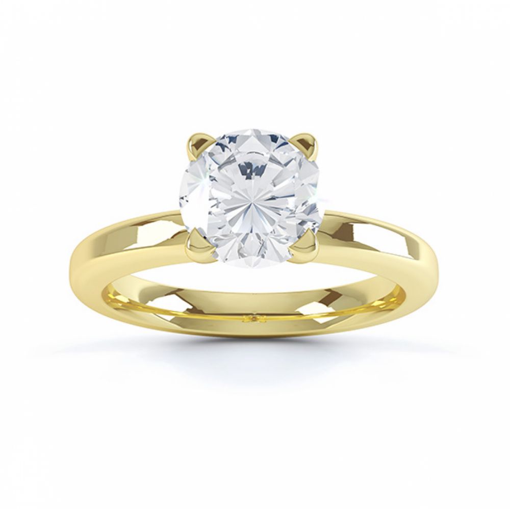 Top view of the swan 4 claw solitaire engagement ring yellow gold