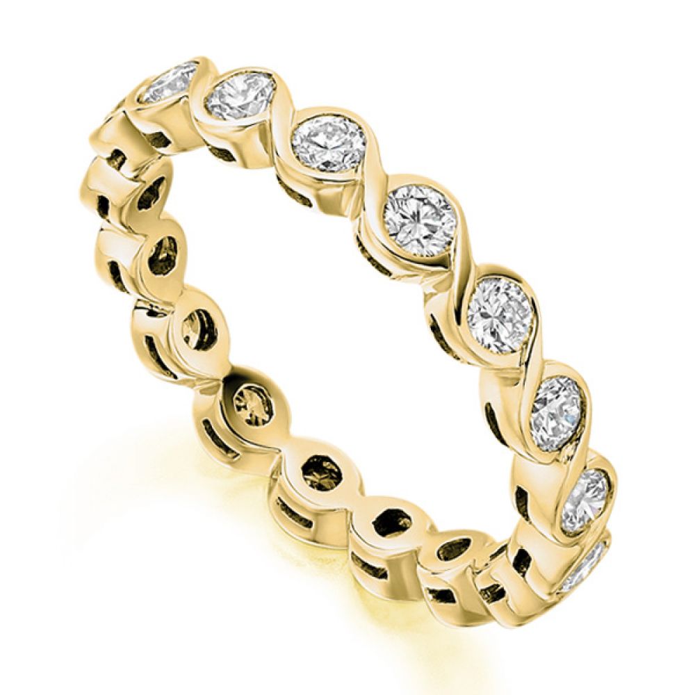 1 Carat Bezel Set Round Diamond Full Eternity Ring In Yellow Gold