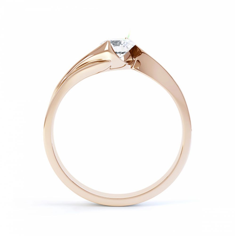 Unity diamond engagement ring side view in rose gold Unity R1D078 solitaire engagement ring in yellow gold side view