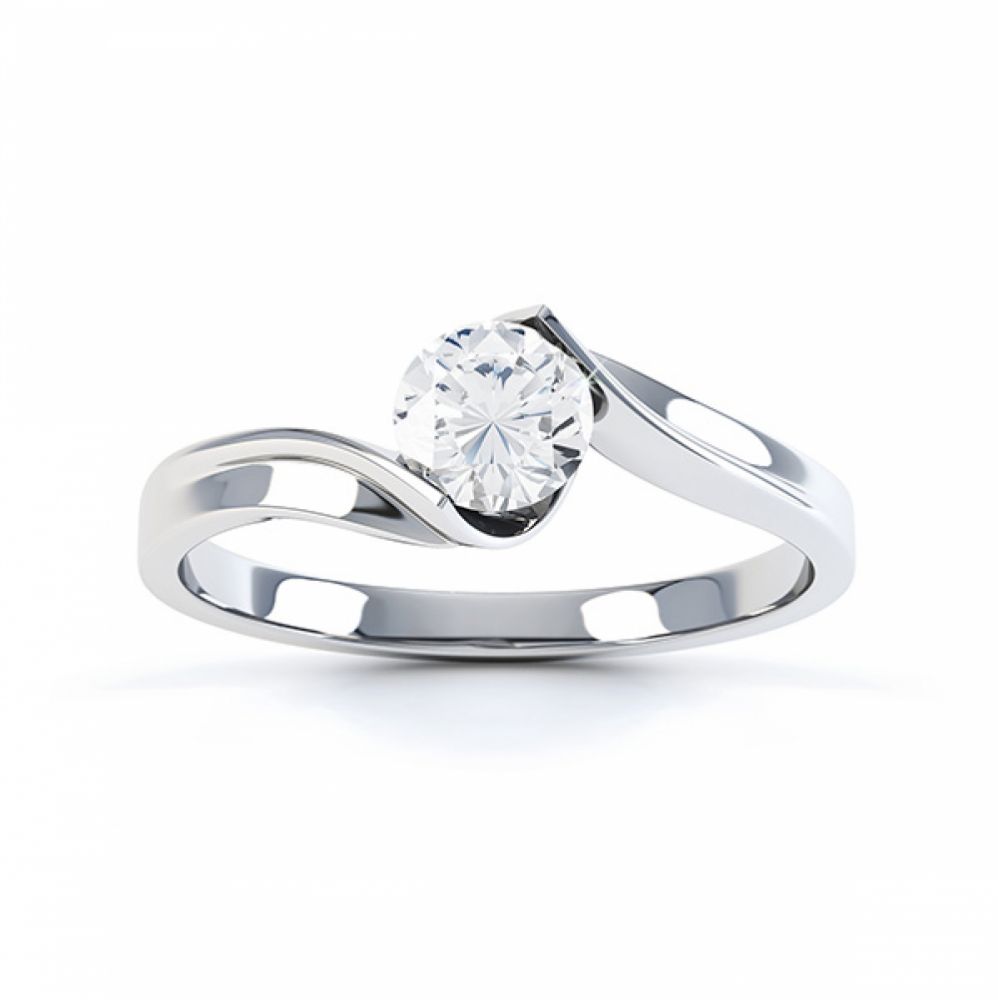 Top view in white gold of the unity solitaire engagement ring