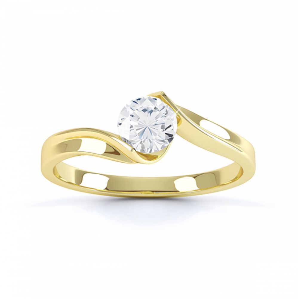 Top view of the Unity solitaire engagement ring in yellow gold