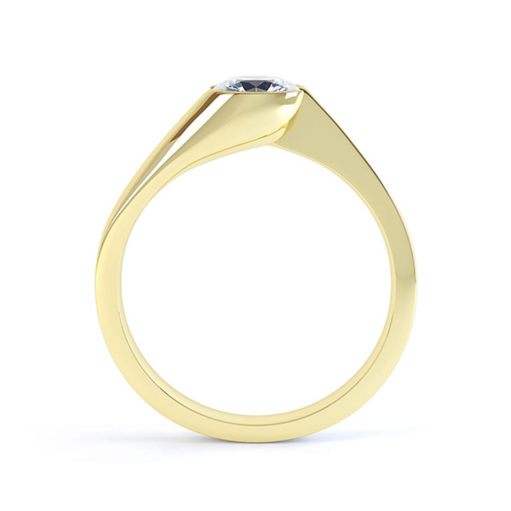 Zoe bezel set diamond engagement ring side view yellow gold