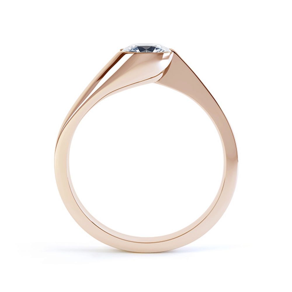 Zoe bezel set diamond engagement ring side view rose gold