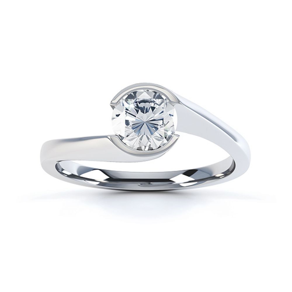 Zoe bezel set diamond engagement ring top view white gold