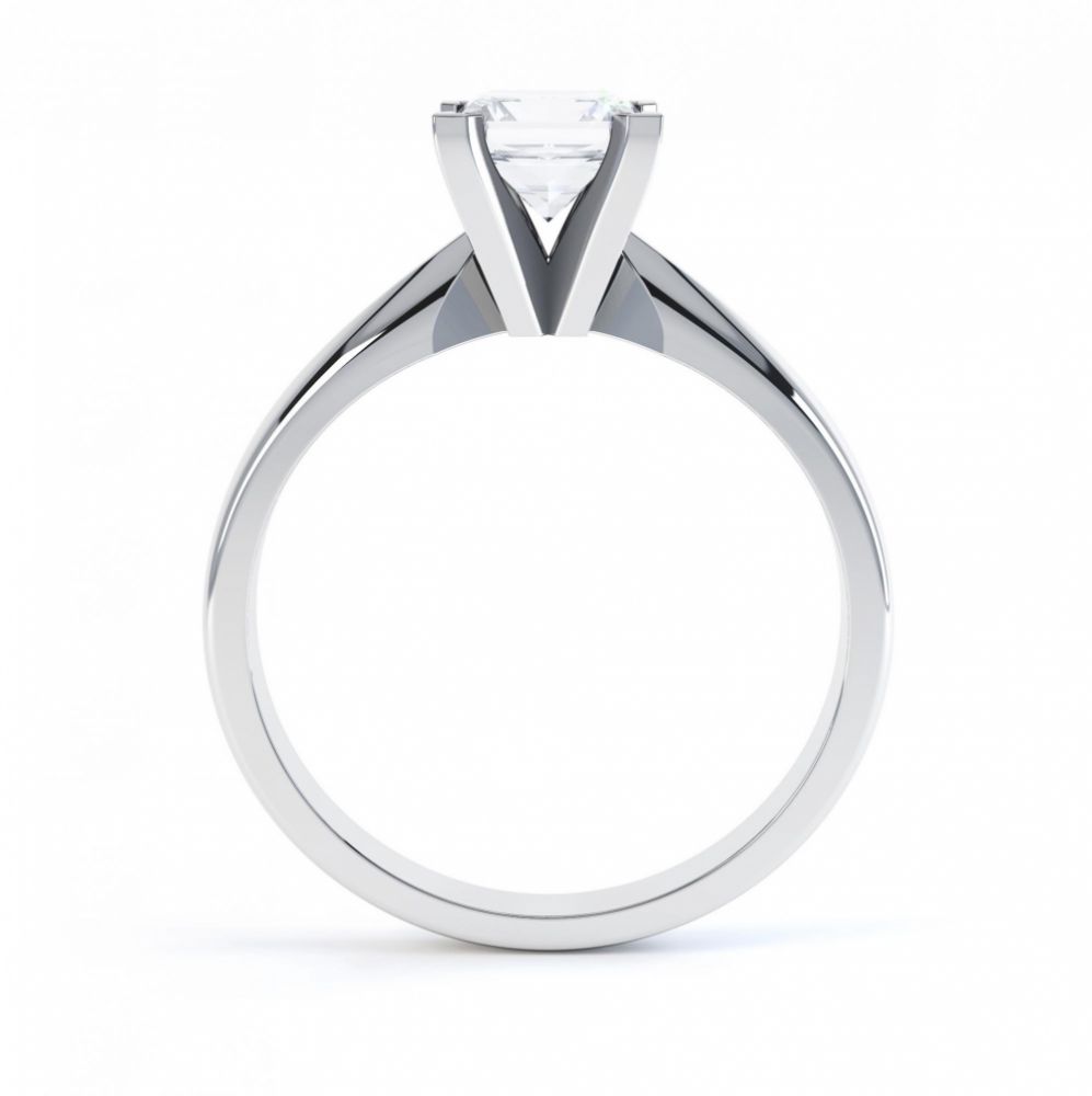 4 Claw Princess cut engagement ring Aurora side view white gold 4 Claw Princess cut engagement ring Aurora side view white gold