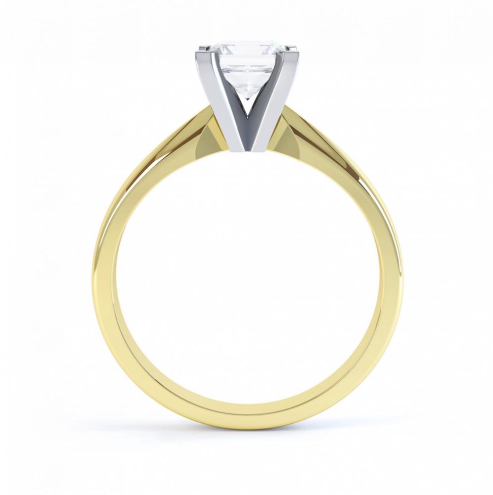 4 Claw Princess cut engagement ring Aurora side view yellow gold 4 Claw Princess cut engagement ring Aurora side view yellow gold