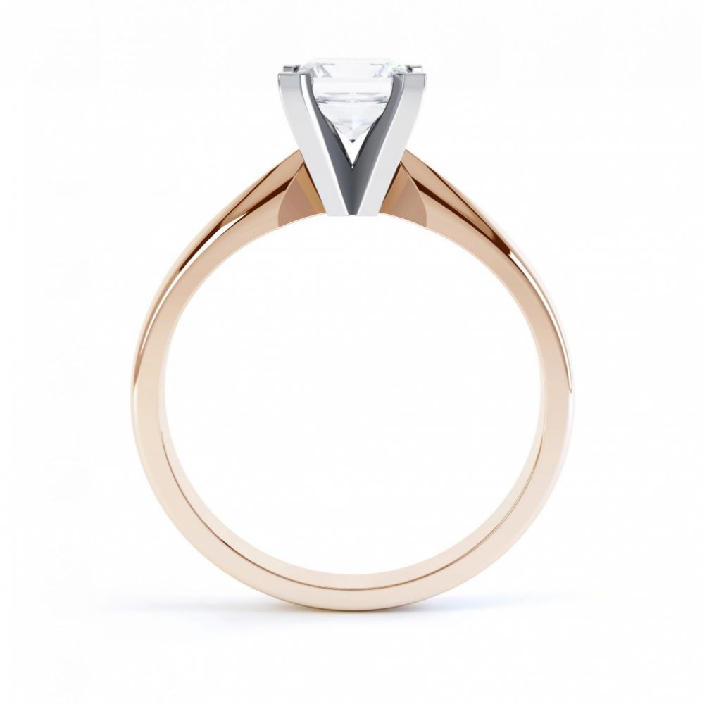 4 Claw Princess cut engagement ring Aurora side view rose gold