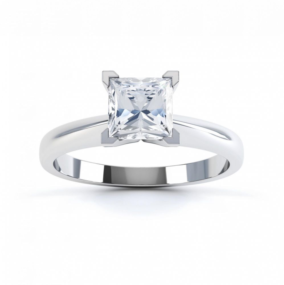 4 Claw Princess cut engagement ring Aurora top view white gold 4 Claw Princess cut engagement ring Aurora top view white gold