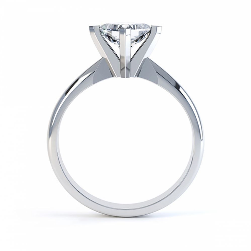 Tiffany Style Compass Set 4 Claw Diamond Ring Side View White Gold Tiffany Style Compass Set 4 Claw Diamond Ring Side View White Gold