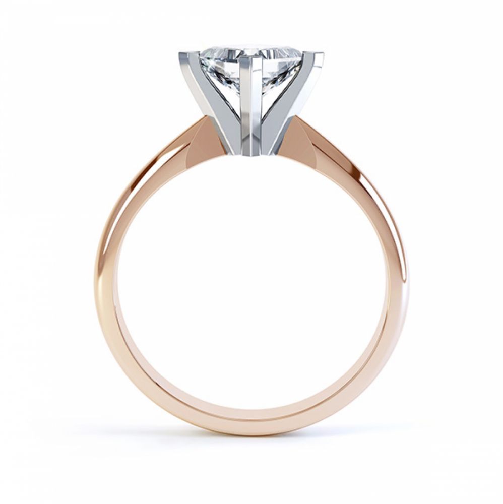 Tiffany Style Compass Set 4 Claw Diamond Ring Side View Rose Gold Tiffany Style Compass Set 4 Claw Diamond Ring Side View Rose Gold
