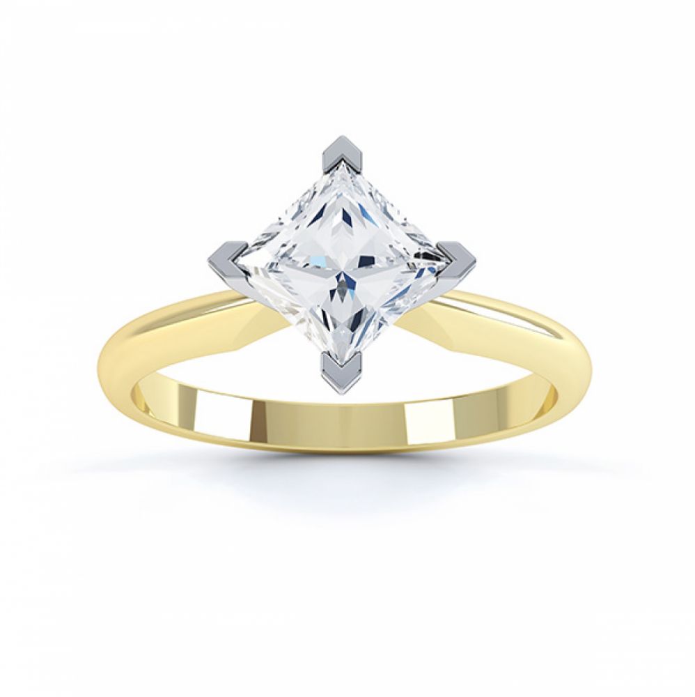Tiffany Style Compass Set 4 Claw Diamond Ring Top View Yellow Gold Tiffany Style Compass Set 4 Claw Diamond Ring Top View White Gold