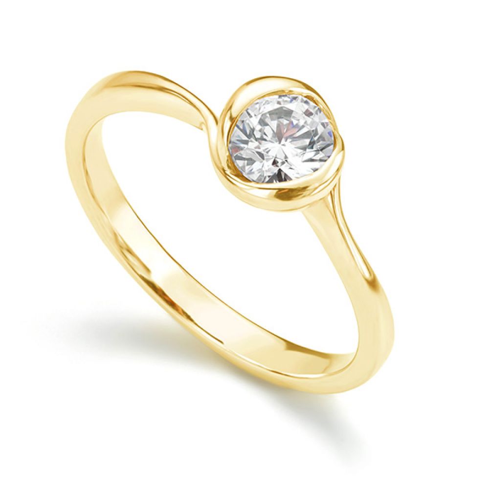 Rosebud Round Solitaire Engagement Ring Yellow Gold 0.50cts