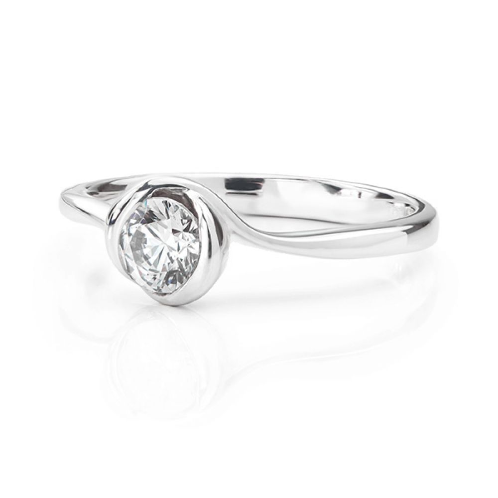 Rosebud engagement ring white gold lying down