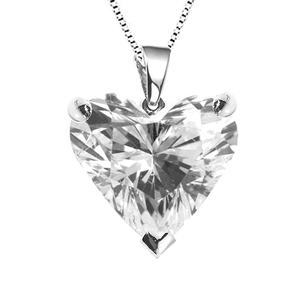 Heart Shaped Diamond Solitaire Pendant