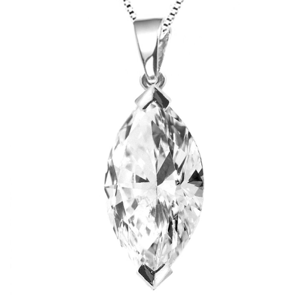 2 Claw Marquise Solitaire Diamond Pendant