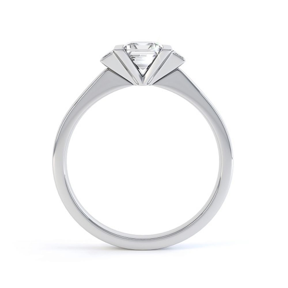 Art Deco engagement ring side view in Platinum